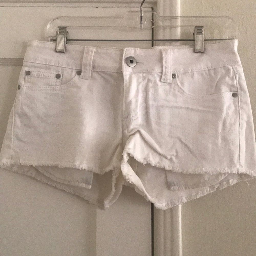 White denim short shorts